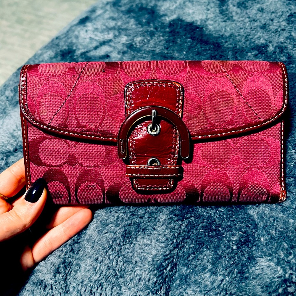 Vintage Maroon Long Coach Wallet